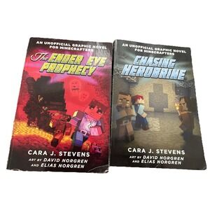 LOT OF 2! Chasing Herobrine + The Ender Eye Prophecy Books‎  By Cara J Stevens